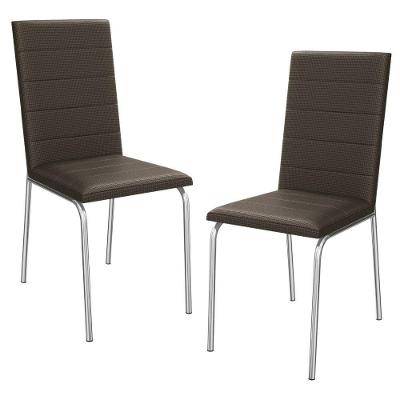 Kit 2 Cadeiras Cromada Sala Jantar 2C091CR Corino Kappesberg Marrom
