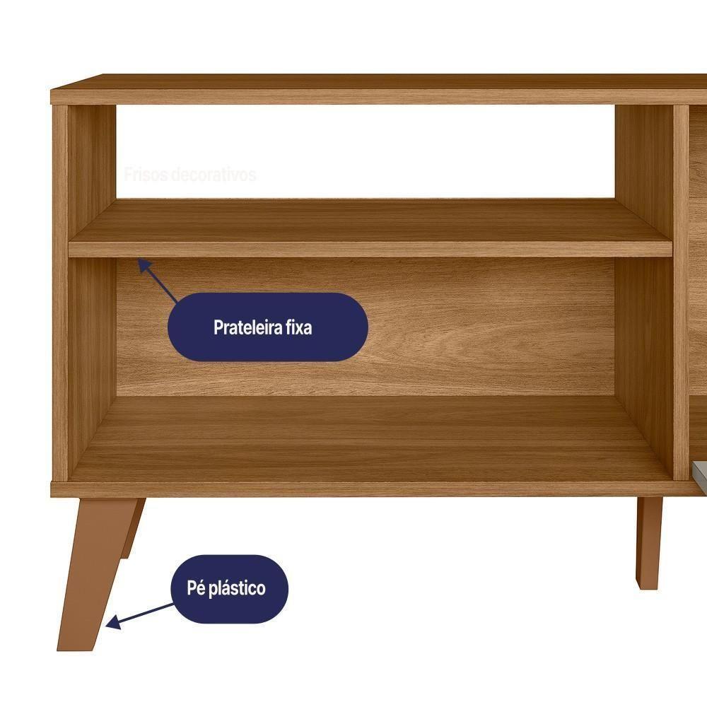 Rack Bancada Madri 115cm Nature/off White Para Tv Até 50” - Peternella Móveis - 3