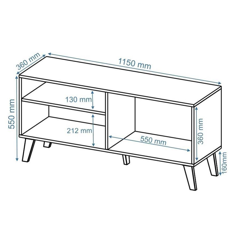 Rack Bancada Madri 115cm Nature/off White Para Tv Até 50” - Peternella Móveis - 5