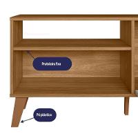 Rack Bancada Madri 115cm Nature/off White Para Tv Até 50” - Peternella Móveis - 3