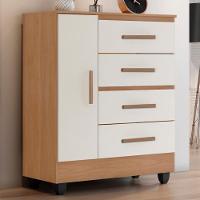 Cômoda Lite 1 Porta E 4 Gavetas Nature/off White Com Pés - Móveis Leão Nature/off White - 2