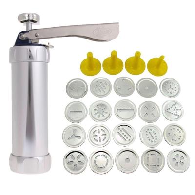 Kit Maquina De Biscoitos Decoração Bolacha E Cookies Em Aluminio Com 20 Discos Moldes E 4 Bicos