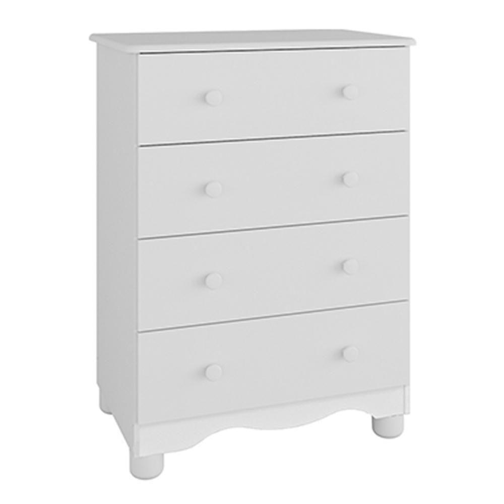 Cômoda Infantil Júnior New 4 Gavetas Branco Brilho - Móveis Peroba - 1