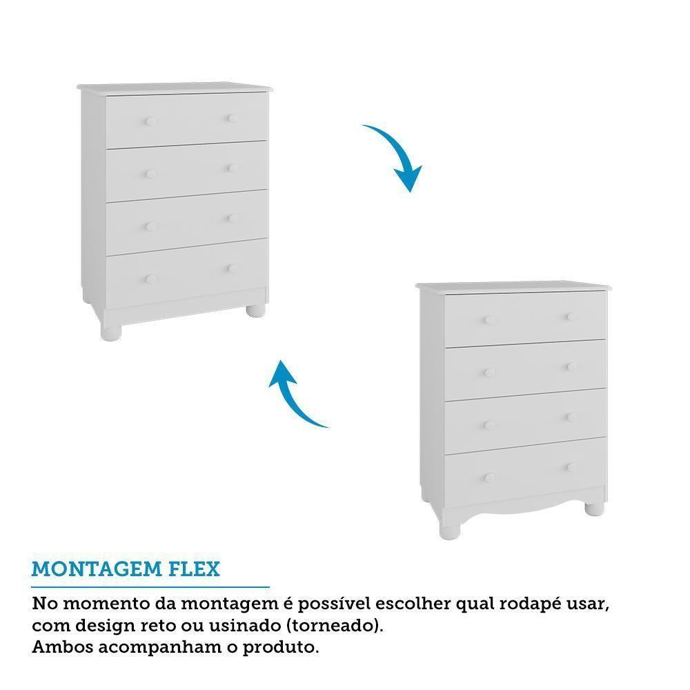 Cômoda Infantil Júnior New 4 Gavetas Branco Brilho - Móveis Peroba - 4