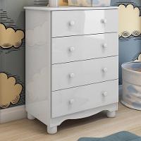 Cômoda Infantil Júnior New 4 Gavetas Branco Brilho - Móveis Peroba - 2