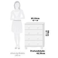 Cômoda Infantil Júnior New 4 Gavetas Branco Brilho - Móveis Peroba - 5