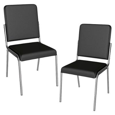 Kit 2 Cadeiras Cromada Sala Jantar 2C091CR Corino Kappesberg Preto