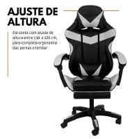 Kit 2 Cadeiras Gamer Stillus Ergonômica Com Apoio Para Os Pés - Preto E Branco - 3