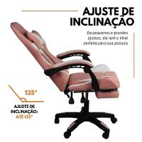 Kit 2 Cadeiras Gamer Stillus Ergonômica Com Apoio Para Os Pés - Rosa E Branco - 5