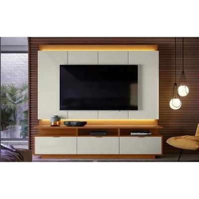 Conj. Bancada Marrocos 3 Portas Com Painel P/ Tvs Até 75 - Jequitiba/off White Perolizado