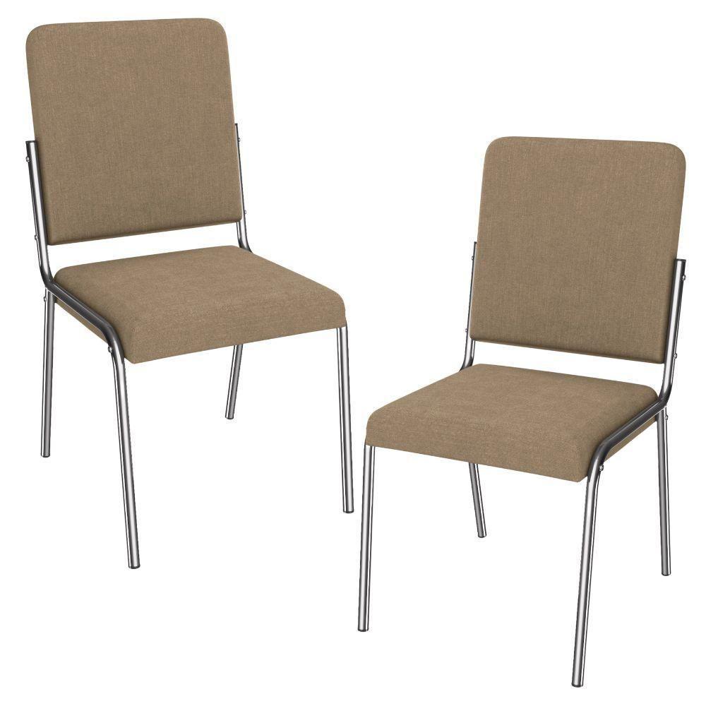 Kit 2 Cadeiras Cromada Sala Jantar 2C129CR Corino Kappesberg Capuccino - 1