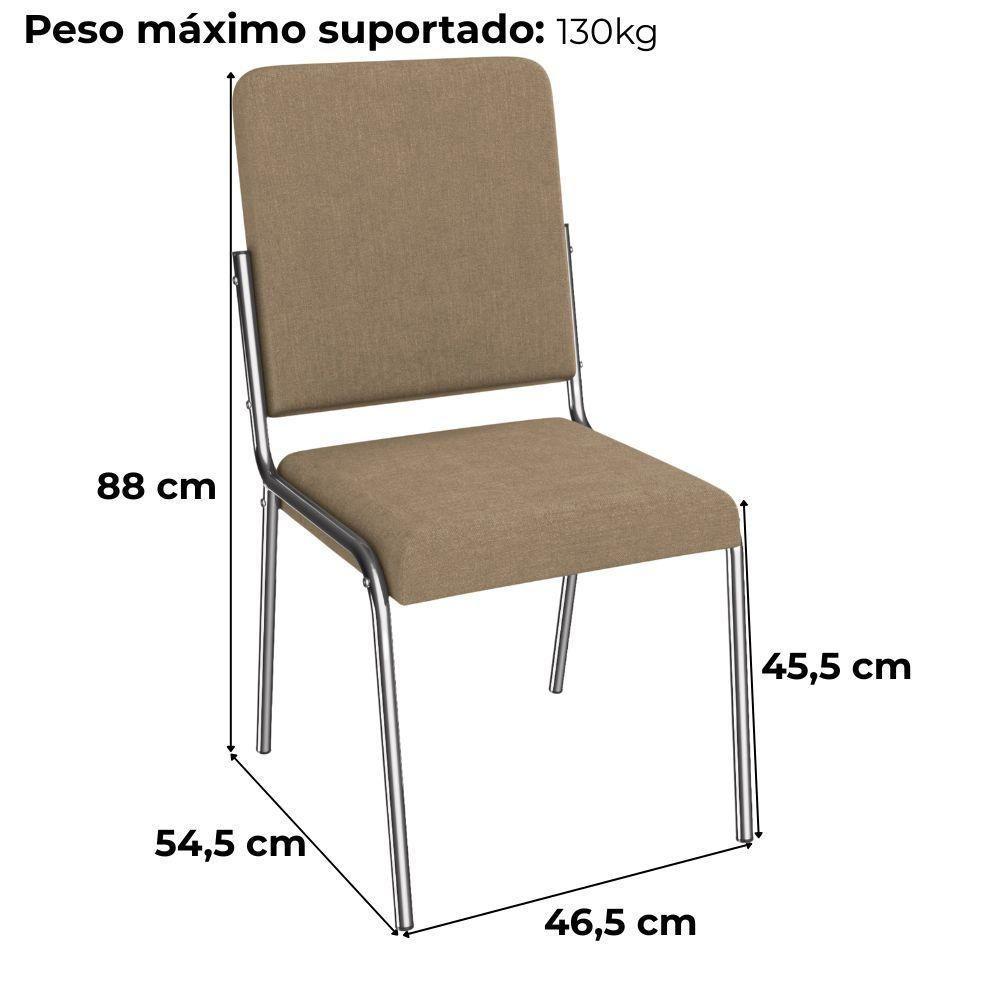 Kit 2 Cadeiras Cromada Sala Jantar 2C129CR Corino Kappesberg Capuccino - 3