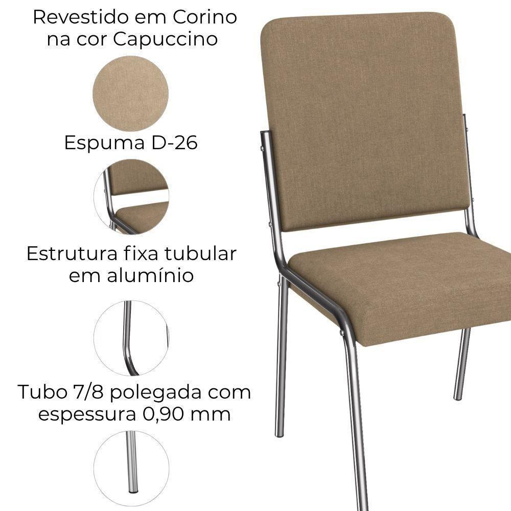 Kit 2 Cadeiras Cromada Sala Jantar 2C129CR Corino Kappesberg Capuccino - 4