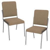 Kit 2 Cadeiras Cromada Sala Jantar 2C129CR Corino Kappesberg Capuccino - 1