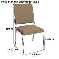 Kit 2 Cadeiras Cromada Sala Jantar 2C129CR Corino Kappesberg Capuccino - 3