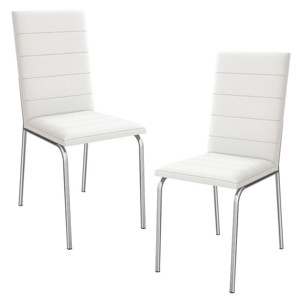 Kit 2 Cadeiras Cromada Sala Jantar 2C091CR Corino Kappesberg Branco - 1