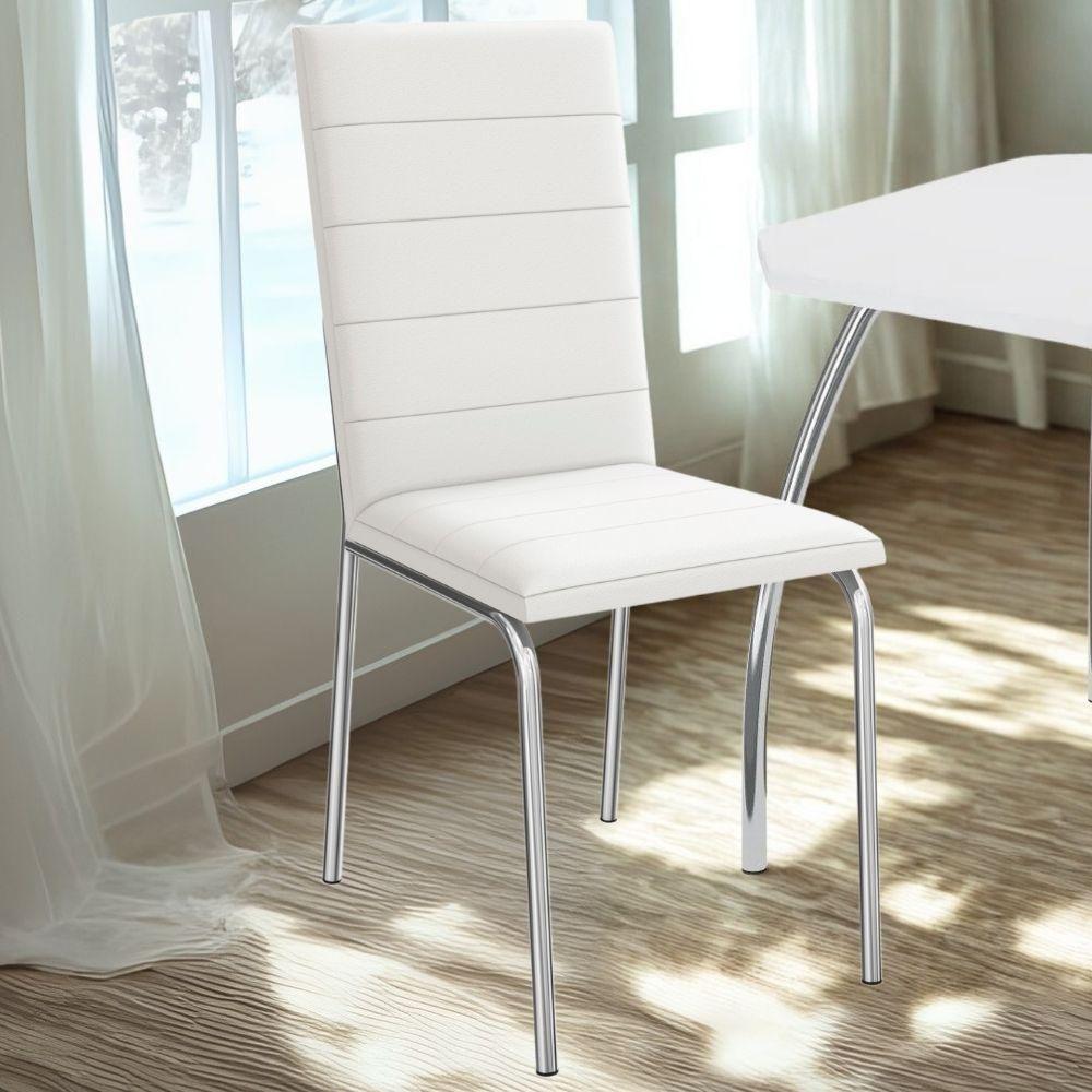 Kit 2 Cadeiras Cromada Sala Jantar 2C091CR Corino Kappesberg Branco - 2