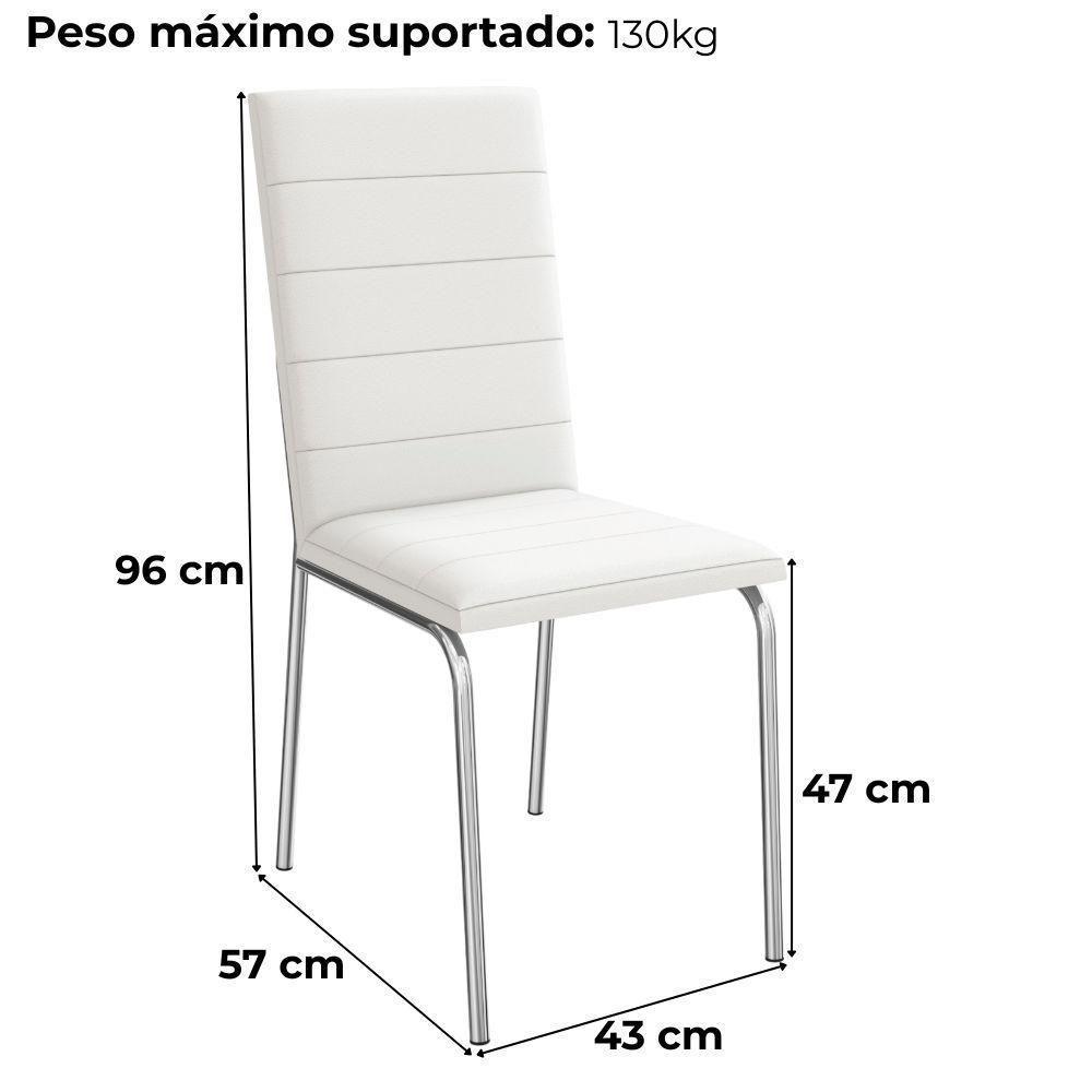 Kit 2 Cadeiras Cromada Sala Jantar 2C091CR Corino Kappesberg Branco - 3