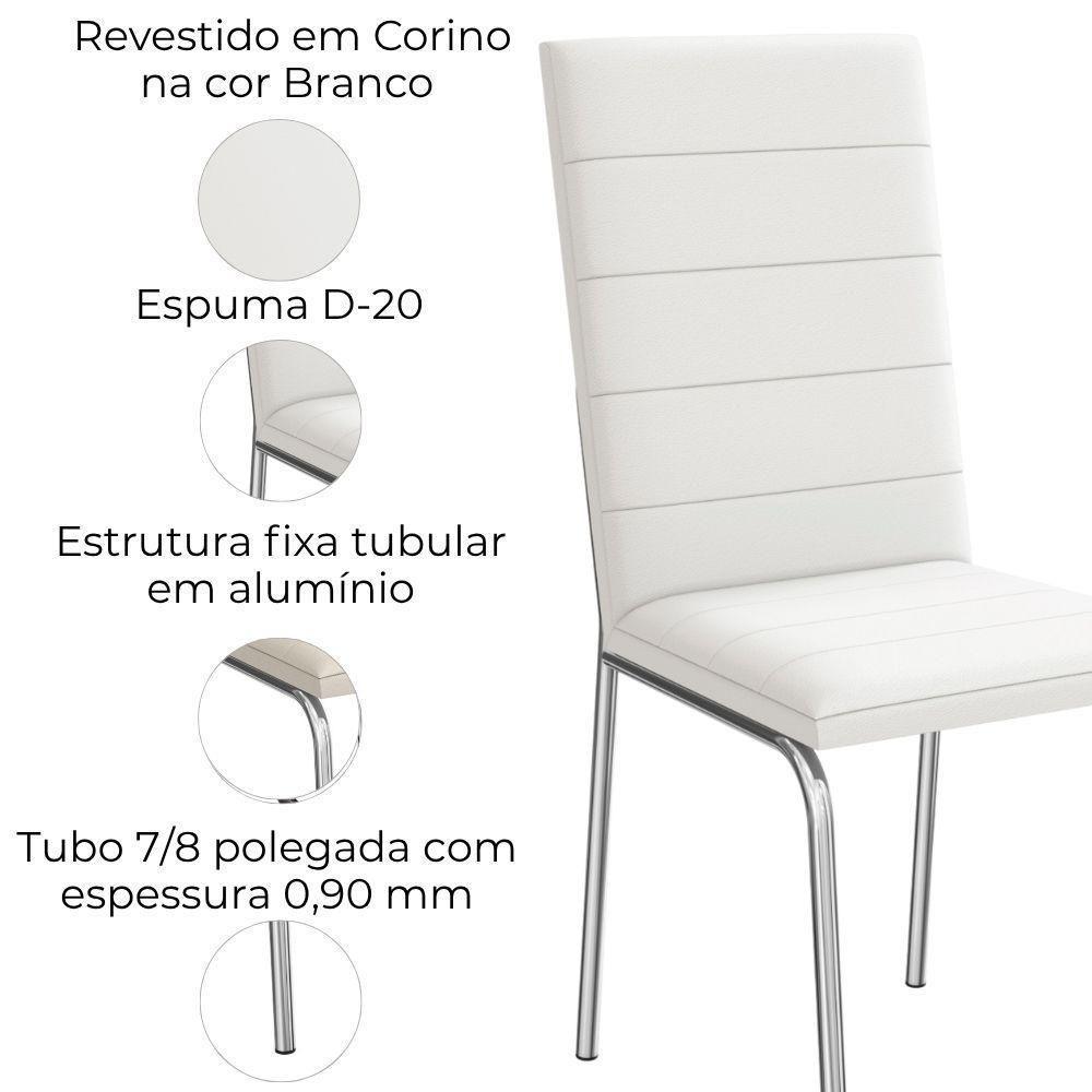 Kit 2 Cadeiras Cromada Sala Jantar 2C091CR Corino Kappesberg Branco - 4