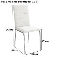 Kit 2 Cadeiras Cromada Sala Jantar 2C091CR Corino Kappesberg Branco - 3