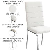 Kit 2 Cadeiras Cromada Sala Jantar 2C091CR Corino Kappesberg Branco