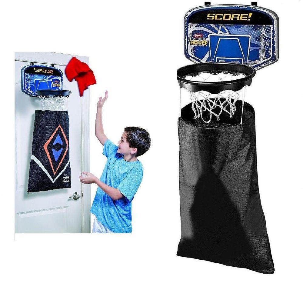 Cesto Roupa Suja De Porta Infantil Suspenso Tabela De Basquete Aro Arara 2 Em 1 Organizador Lavanderia Hamper Hoops - 2