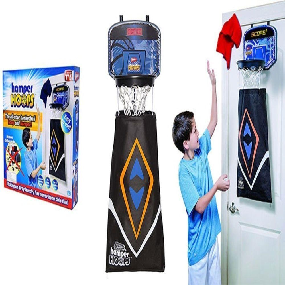 Cesto Roupa Suja De Porta Infantil Suspenso Tabela De Basquete Aro Arara 2 Em 1 Organizador Lavanderia Hamper Hoops - 4