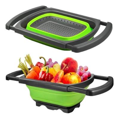 Escorredor Retratil Silicone Alca Ajustavel Massas Macarrao Legumes Frutas Pia Cozinha Multiuso Verde