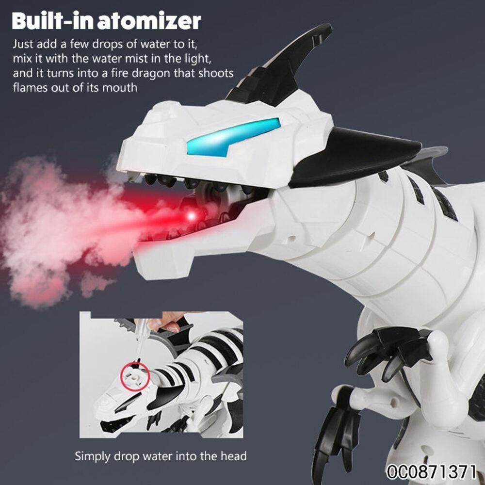 Dinossauro Robo Controle Remoto Gigante Dragao Solta Fumaca Interativo Som Luz Sensor Movimento - 4