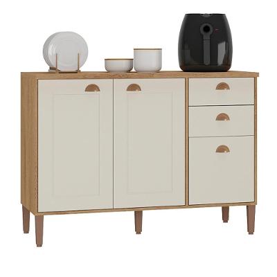 Balcão De Cozinha Tunísia Com Tampo 3 Portas E 2 Gavetas Canelato/off White