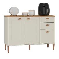 Balcão De Cozinha Tunísia Com Tampo 3 Portas E 2 Gavetas Off White/canelato - 1