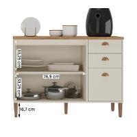 Balcão De Cozinha Tunísia Com Tampo 3 Portas E 2 Gavetas Off White/canelato - 2