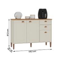 Balcão De Cozinha Tunísia Com Tampo 3 Portas E 2 Gavetas Off White/canelato - 3