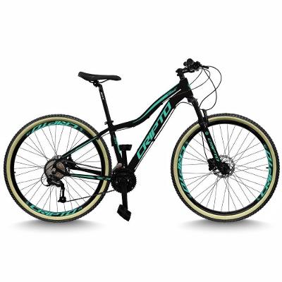 Bicicleta Aro 29 Cripto 24 Marchas Freio Disco C/suspensão Pneu Bege - Preto/verde - 15" Preto/verde