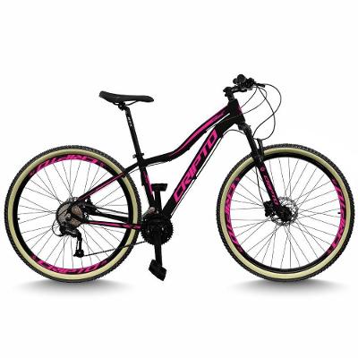 Bicicleta Aro 29 Cripto 24 Marchas Freio Disco C/suspensão Pneu Bege - Preto/rosa - 17" Preto/rosa