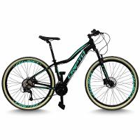 Bicicleta Aro 29 Cripto 24 Marchas Freio Disco C/suspensão Pneu Bege - Preto/verde - 17" Preto/verde - 1
