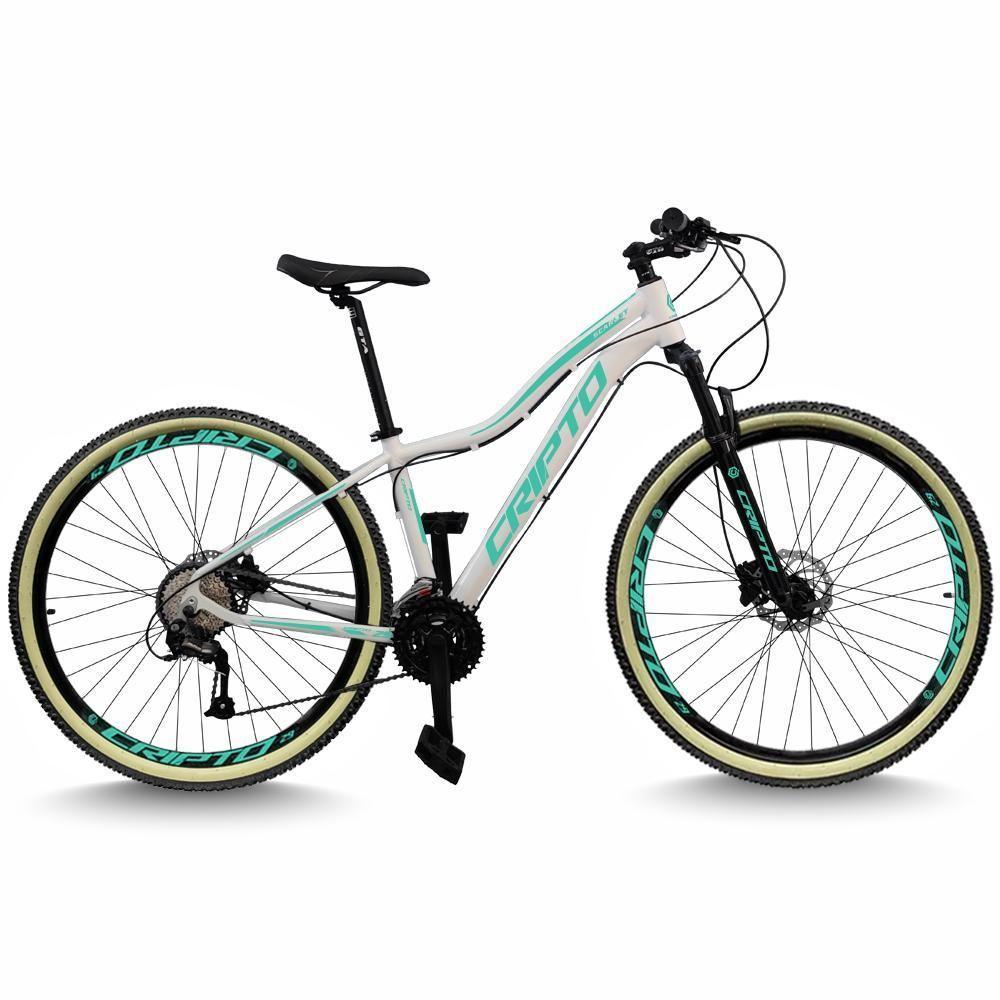Bicicleta Aro 29 Cripto 24 Marchas Freio Disco C/suspensão Pneu Bege - Branco/verde - 17" Branco/verde - 1