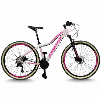 Bicicleta Aro 29 Cripto 24 Marchas Freio Disco C/suspensão Pneu Bege - Branco/rosa - 15" Branco/rosa