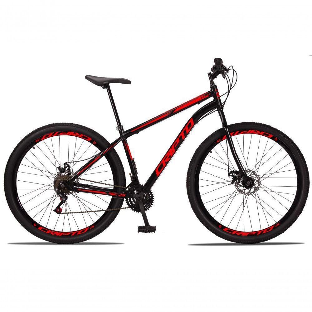 Bicicleta Aro 29 Aço Carbono 21v Cripto Freios A Disco Garfo - Preto/vermelho - 17 Preto/vermelho - 1