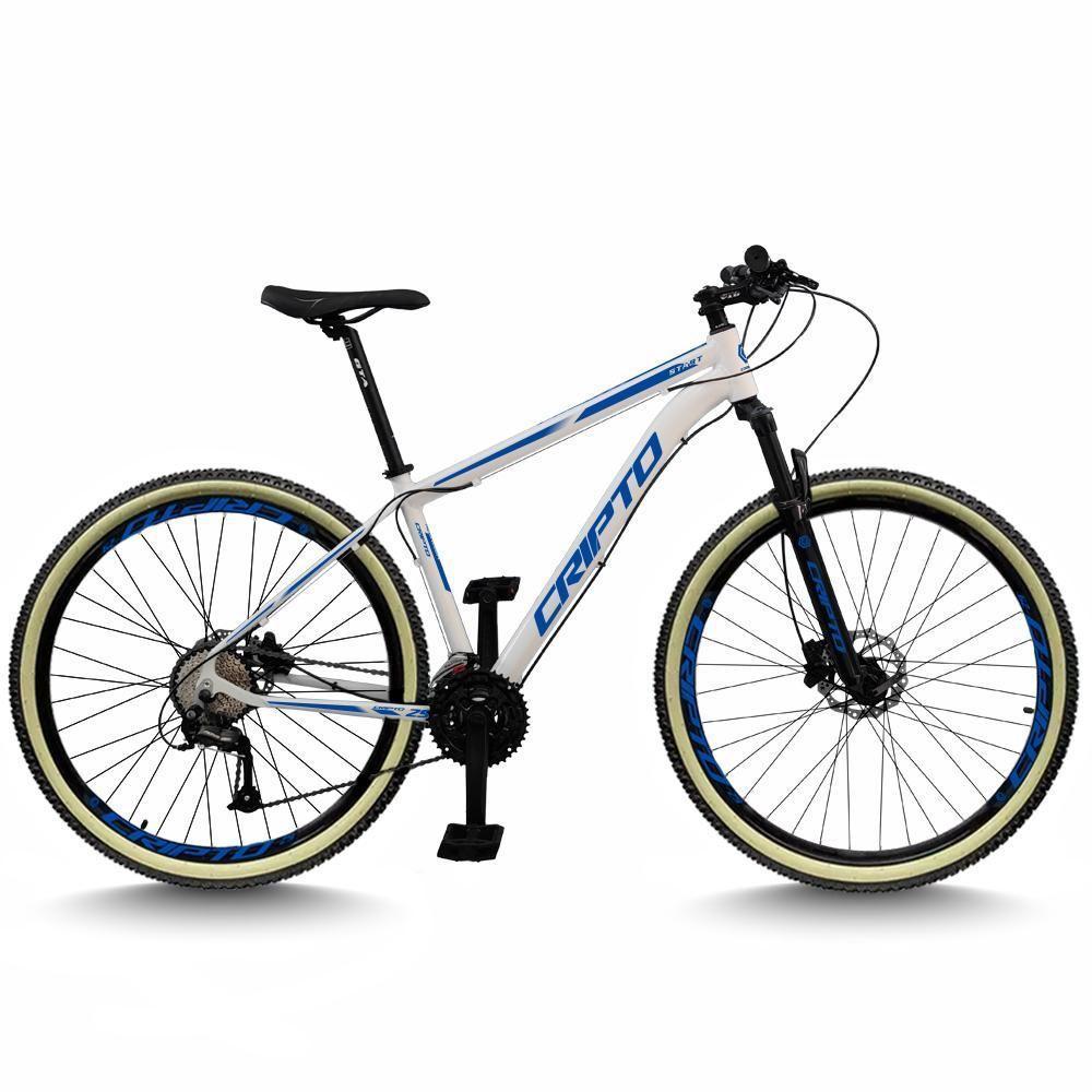 Bicicleta Aro 29 Cripto 24 Marchas Freio Disco E Suspensão Pneu Bege - Branco/azul - 17" Branco/azul - 1