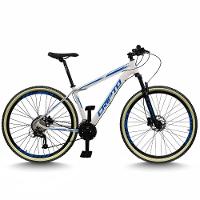 Bicicleta Aro 29 Cripto 24 Marchas Freio Disco E Suspensão Pneu Bege - Branco/azul - 17" Branco/azul - 1