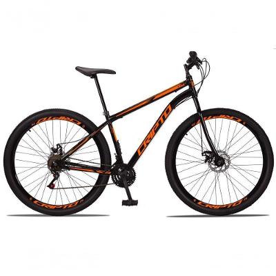 Bicicleta Aro 29 Aço Carbono 21v Cripto Freios A Disco Garfo - Preto/laranja - 17 Preto/laranja