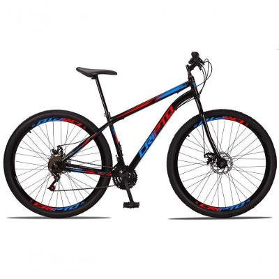 Bicicleta Aro 29 Aço Carbono 21v Cripto Freios A Disco Garfo - Preto/azul E Vermelho - 17 Preto/azul E Vermelho