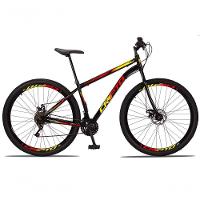 Bicicleta Aro 29 Aço Carbono 21v Cripto Freios A Disco Garfo - Preto/amarelo E Vermelho - 17 Preto/amarelo E Vermelho - 1