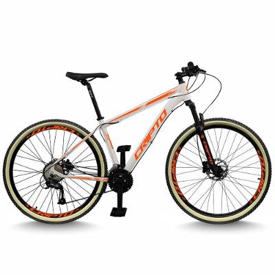 Bicicleta Aro 29 Cripto 24 Marchas Freios Disco E Suspensão Pneu Bege - Branco/laranja - 17" Branco/laranja