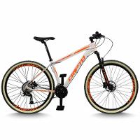 Bicicleta Aro 29 Cripto 24 Marchas Freios Disco E Suspensão Pneu Bege - Branco/laranja - 15" Branco/laranja - 1