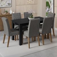 Conjunto Sala De Jantar Mesa Tampo De Madeira 6 Cadeiras Rustic/preto/silver Allegro Madesa Rustic/preto/silver - 1