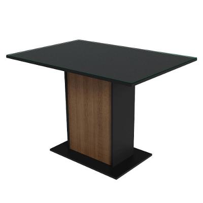 Conjunto Sala De Jantar Mesa Tampo De Vidro 4 Cadeiras Rustic/preto/oxford Reale Madesa Rustic/preto/oxford