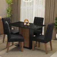 Conjunto Sala De Jantar Mesa Tampo De Vidro 4 Cadeiras Rustic/preto/oxford Reale Madesa Rustic/preto/oxford - 1