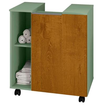 Gabinete Banheiro Pia De Coluna Pequin 56 Cm Bechara Pistache Naturalle